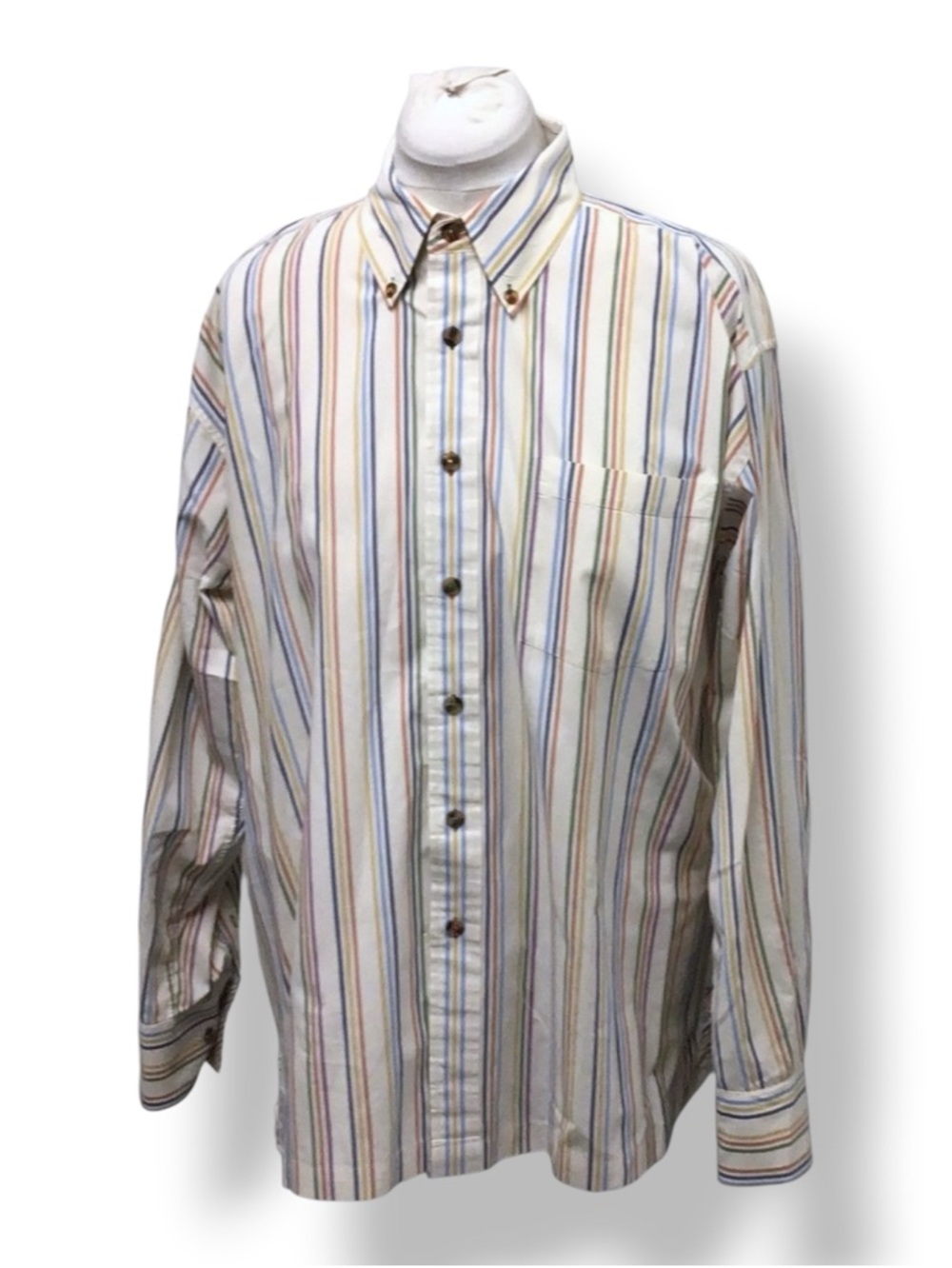 Alexander Julian Colours Mens Long Sleeve Striped Button-Down Dress Shirt VTG L